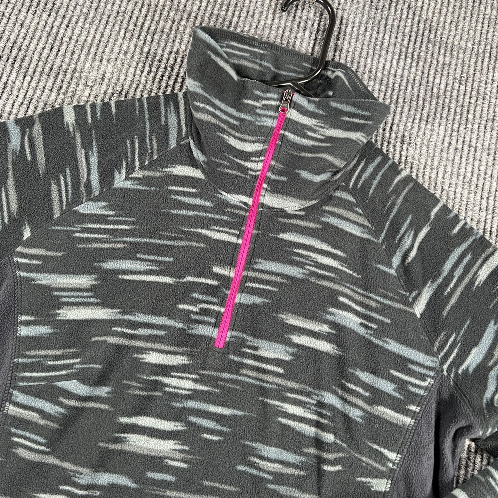 Columbia Fleece Pullover Womens Medium Black Striped Long Sleeve 1/4 Zip Mock